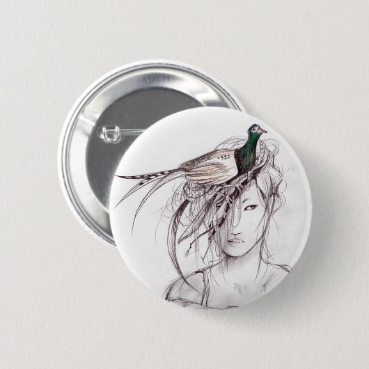 De fazant ronde button 5,7 cm (Voorkant /achterkant)