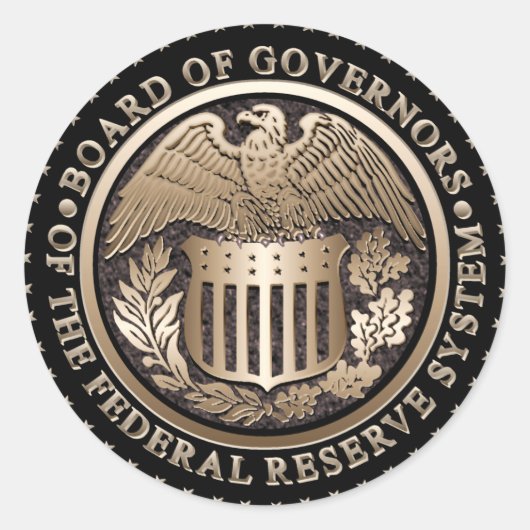 De Federal Reserve Ronde Sticker (Voorkant)