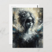 De fee in een blinddoek briefkaart (Voorkant / Achterkant)