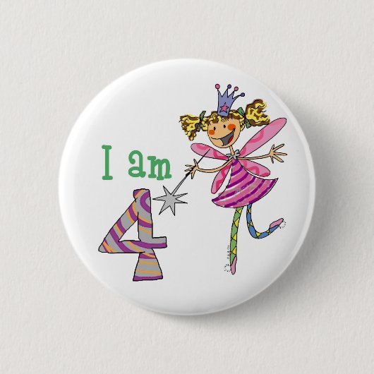 de fee van de 4 éénjarigenprinses ronde button 5,7 cm (Voorkant)
