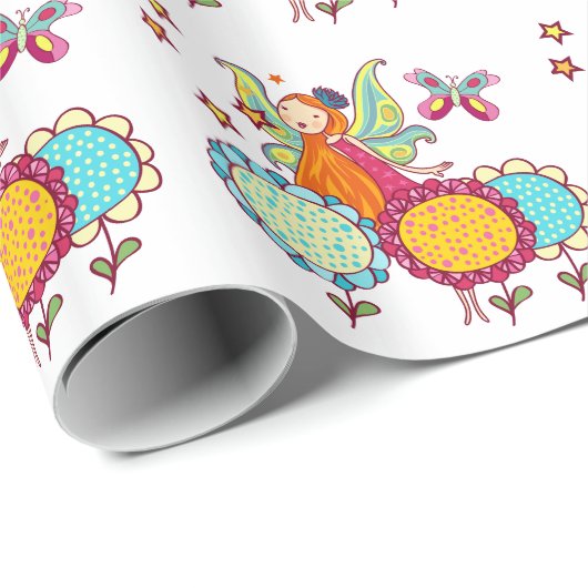 De Fee van de tuin met Bloemen Cadeaupapier (Rol Hoek)