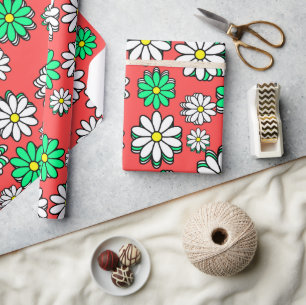 De feestelijke bloei: feestelijke rode & groene Da Cadeaupapier