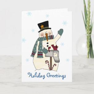 De feestelijke Kerstkaart van de Sneeuwman Feestdagen Kaart