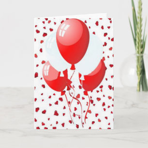 De feestelijke Rode en Witte Ballons van de Partij Feestdagen Kaart