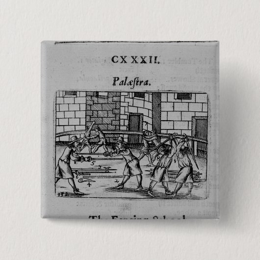 De Fencing School Vierkante Button 5,1 Cm (Voorkant)