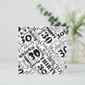 De fête d'anniversaire invitation noire et 30ème (Debout devant)