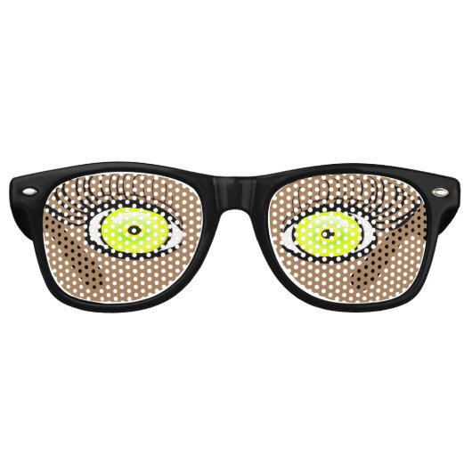 De Fête Retro Yellow Animal Eyes Lunettes (Devant)