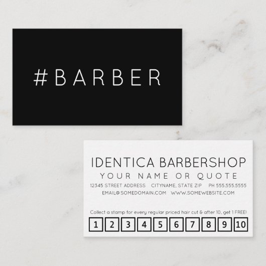 De Fidélité Carte punch #BARBER hashtag loyalty (Devant / Derrière)
