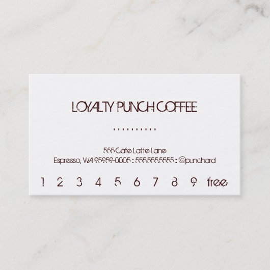 De Fidélité Carte Punch Café Loyauté (Devant)