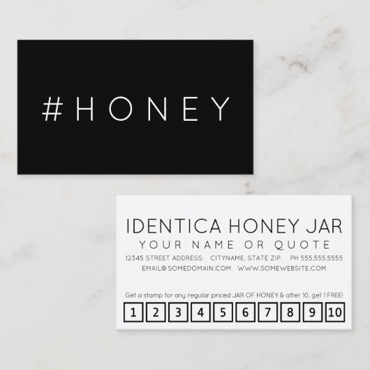 De Fidélité Carte punch #HONEY hashtag loyalty (Devant / Derrière)