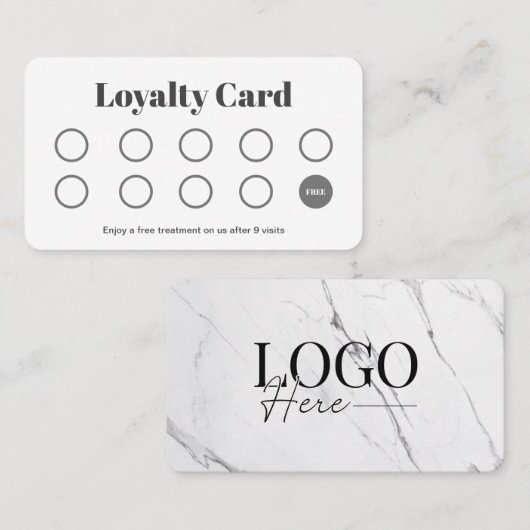 De Fidélité Elégante carte Punch Loyalty Client Salon en marbr (Devant / Derrière)