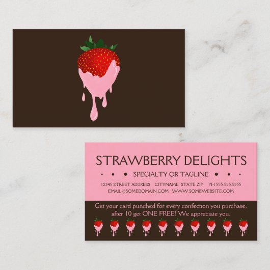 De Fidélité fraise chocolat fraises punch carte (Devant / Derrière)
