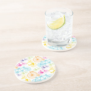 De  fiets Retro heeft de trainingswielen verloren Zandsteen Onderzetter