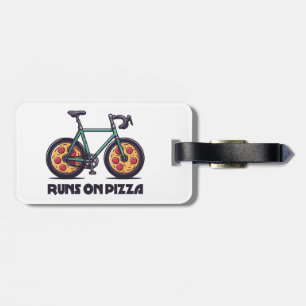 De fiets rijdt op pizza bagagelabel