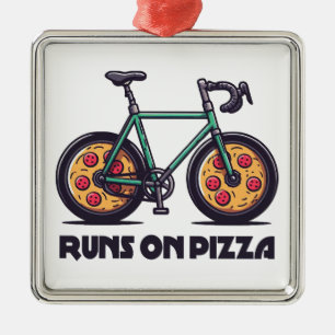 De fiets rijdt op pizza metalen ornament