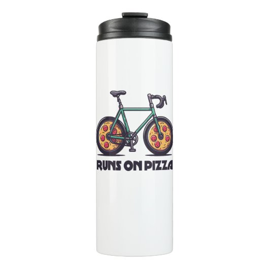De fiets rijdt op pizza thermosbeker (Voorkant)