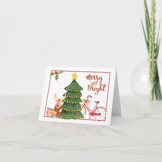 De Fiets van de Ochtend van Kerstmis Feestdagen Kaart (Voorkant)