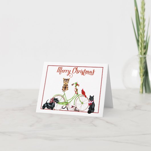 De Fiets van de Ochtend van Kerstmis Feestdagen Kaart (Voorkant)