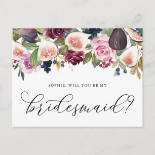 De figuren en paarse bloemen zullen mijn Bridesmai Briefkaart