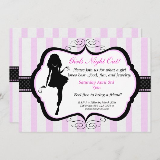 De filles de nuit invitation de partie de bijoux (Devant / Derrière)