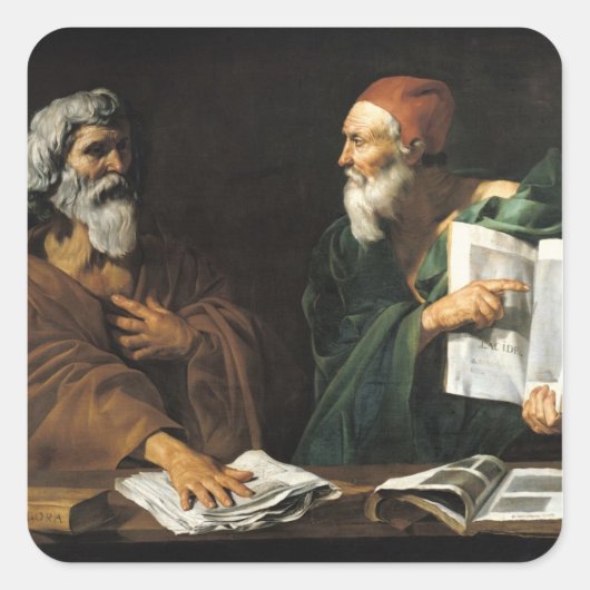 De filosofen vierkante sticker (Voorkant)