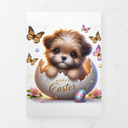 De Fin D'année Trois Volets Carte Pâques Avec Chiot (Page de couverture)