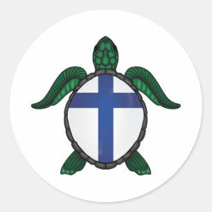 De Finse zee schildpadvlag Ronde Sticker