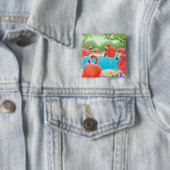 De Flamingo Pin Vierkante Button 5,1 Cm (In situ)