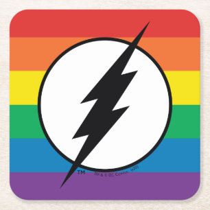 De Flash Rainbow-Logo Vierkante Kartonnen Onderzetter