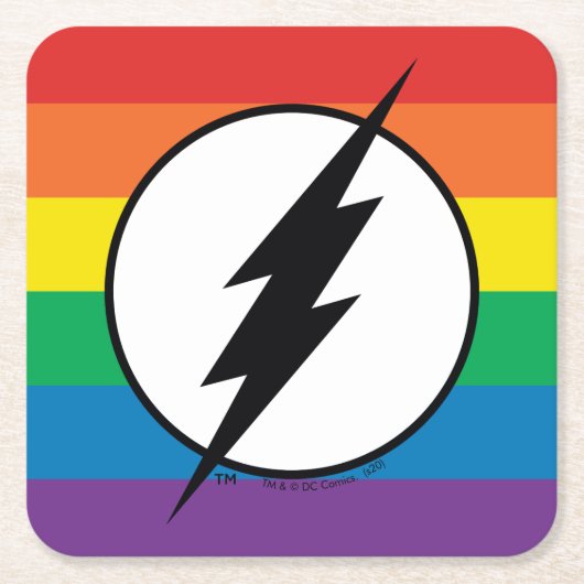 De Flash Rainbow-Logo Vierkante Kartonnen Onderzetter (Voorkant)