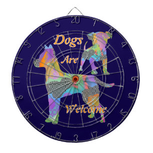 De Fléchettes Chiens Bienvenus Dk Tableau Cible Bleu Dartboard