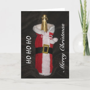 De fles Wijn in Kerstman past Vrolijke Kerstkaart Feestdagen Kaart