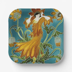 De Flora Art Nouveau van Walter Crane Papieren Bordje