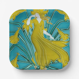 De Flora Art Nouveau van Walter Crane Papieren Bordje
