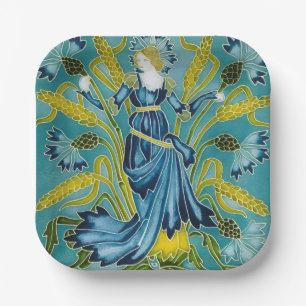 De Flora Art Nouveau van Walter Crane Papieren Bordje