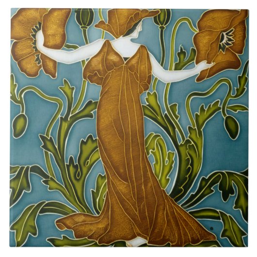 De Flora Art Nouveau van Walter Crane Tegeltje (Voorkant)