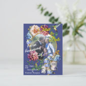 De Floral-Waterverf Victoriaans-Era Aankondigingskaart (Staand voorkant)