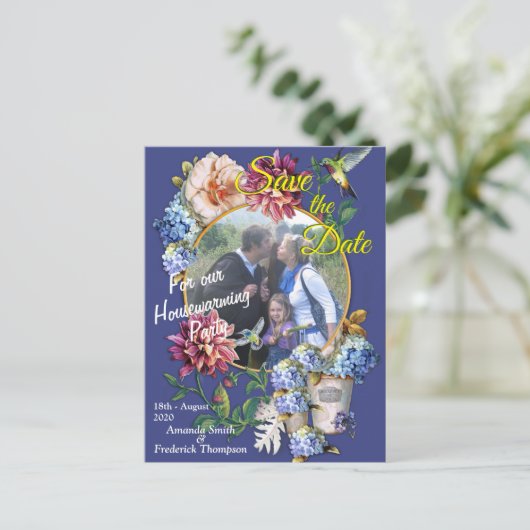 De Floral-Waterverf Victoriaans-Era Aankondigingskaart (Staand voorkant)