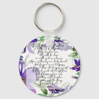 De florale Waterverf van Lords Prayer Sleutelhanger