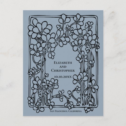 De  Flower Bookplate bruiloft bewaart de datum Briefkaart (Voorkant)