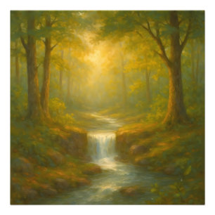 De fluistering van een waterval in de eeuwige natu foto afdruk
