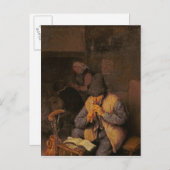 De Flute Player, 17e eeuw Briefkaart (Voorkant / Achterkant)