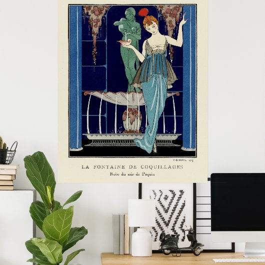 De fontein van Shell door George Barbier Poster (Thuiskantoor)