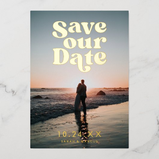 De Foto opslaan op de datum Folie Uitnodiging (Voorkant)