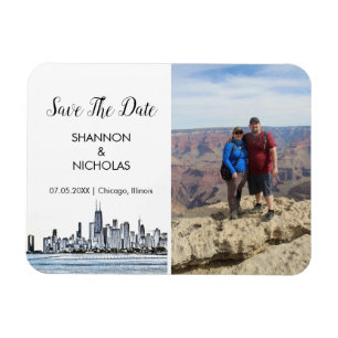 De Foto van Chicago Skyline Verloving sparen de Da Magneet