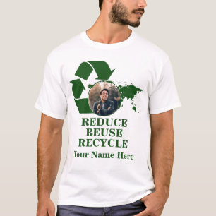 De foto van de aarddag vermindert hergebruik recyc t-shirt