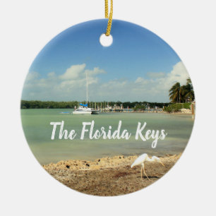 De foto van de Florida Keys met boot  Keramisch Ornament