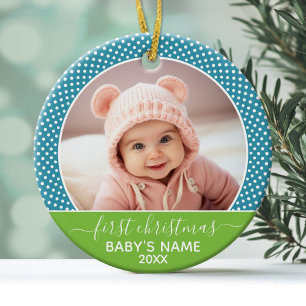 De Foto van Eerste Kerstmis van de baby - kies Keramisch Ornament