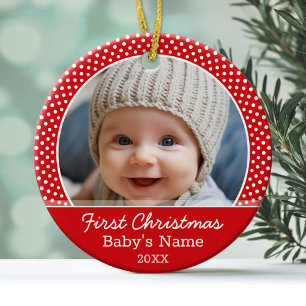 De Foto van Eerste Kerstmis van de baby - kies Keramisch Ornament