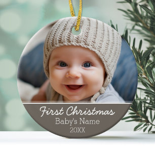 De Foto van Eerste Kerstmis van de baby - kies Keramisch Ornament